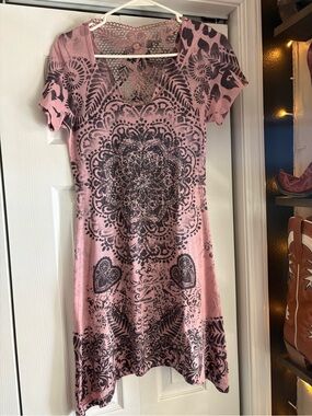 Purple Lace-Back Floral Print Short Sleeve Top